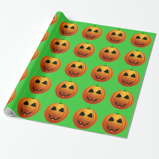 Cute Pumpkins on Halloween Mönster Wrapping Papper Presentpapper (Utrullad)