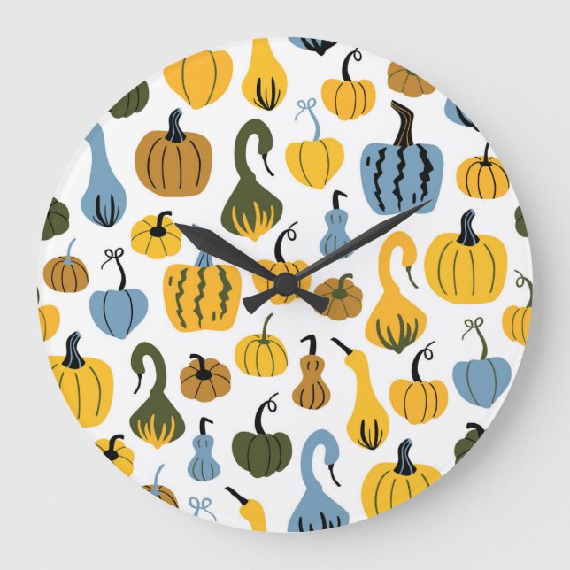 Cute Pumpkins Tecknad Hand plockade Stor Klocka (Framsida)