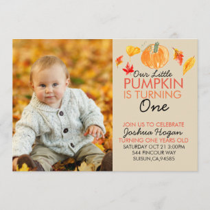 Cute pumpor-fotokort för första födelsedag inbjudningar