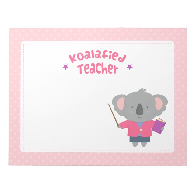 Cute Pun Koalafied Qualified Koala Bear Teacher Anteckningsblock (Framsida)