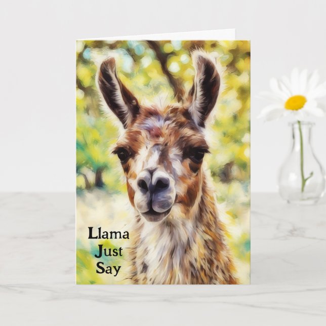 Cute Pun Llama Birthday Art Card Kort (Liten växt)