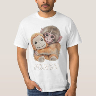 Cute punch Baby Monkey Hugging Plush Toy Punch T Shirt