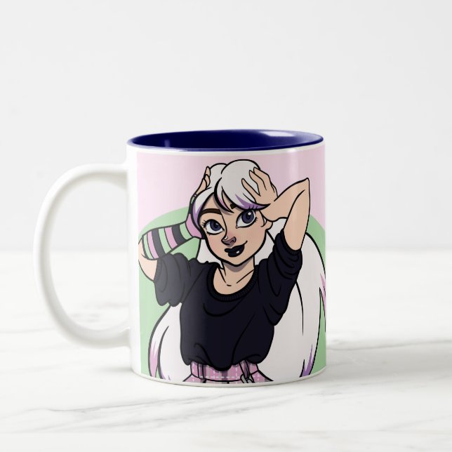 Cute Punk Anime Tonåring Girl Namn Två-Tonad Mugg (Vänster)