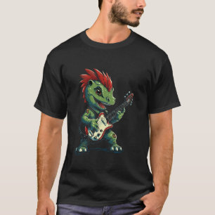 Cute Punk Dinosaur Guitar Band Funny T Rex Dinosau Shirt