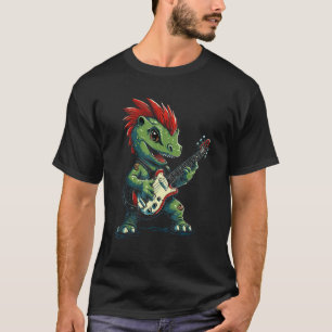 Cute Punk Dinosaur Guitar Band Funny T Rex Dinosau Shirt