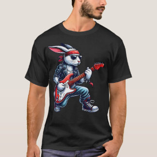 Cute Punk Rabbit Rock'N Roll Goth Guitar Kids Rock T Shirt