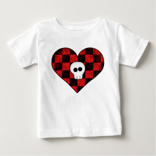 Cute punk skalle i rött hjärta tee