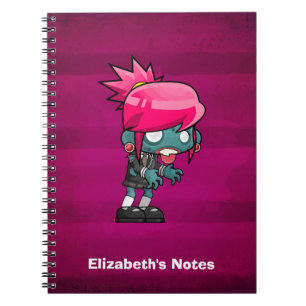 Cute Punk Sten Zombie Girl Illustration Anteckningsbok