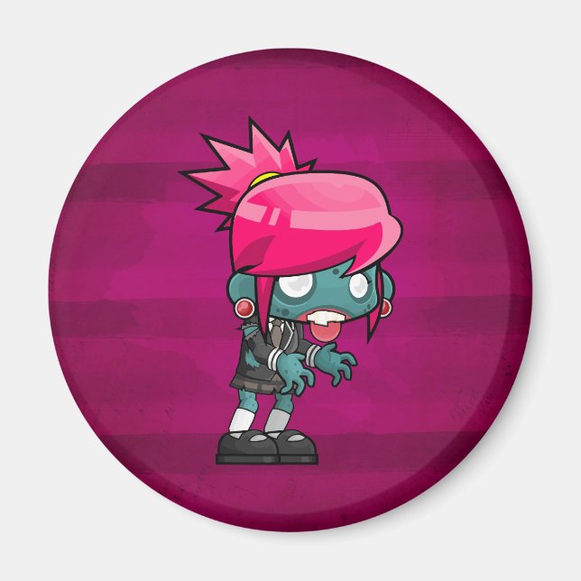 Cute Punk Sten Zombie Girl Illustration Magnet (Framsidan)