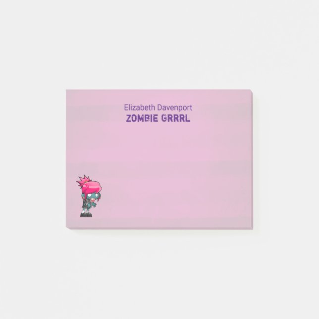 Cute Punk Sten Zombie Grrl Post-it Block (Framsida)