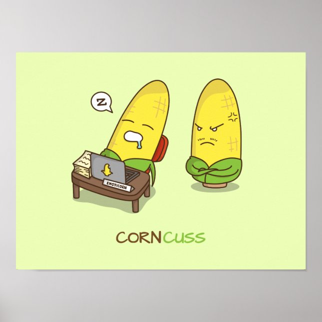 Cute Punny NSFW Tecknad Maj Concuss Poster (Framsidan)