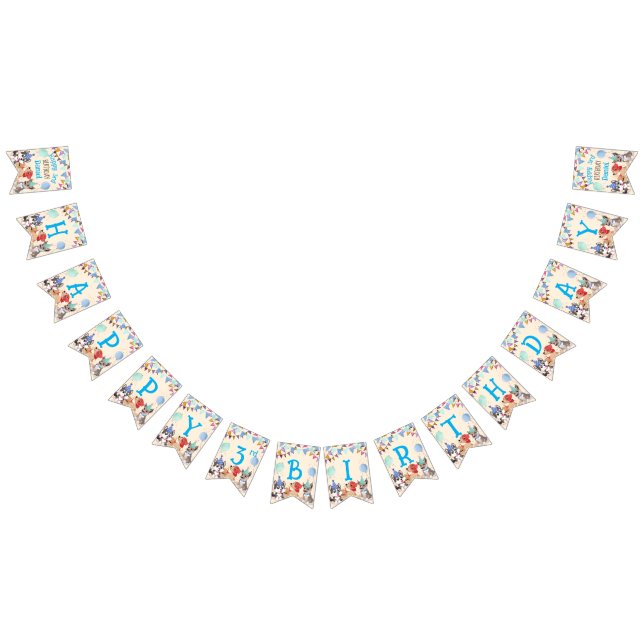 Cute puppes party personlig namn vimplar (Alla)