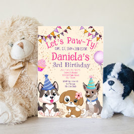 Cute puppes puppy party låt oss tass inbjudningar