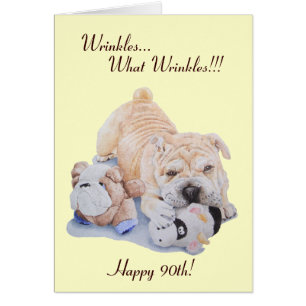 Cute puppes shar pei-hund och teddy 90:e hälsningskort