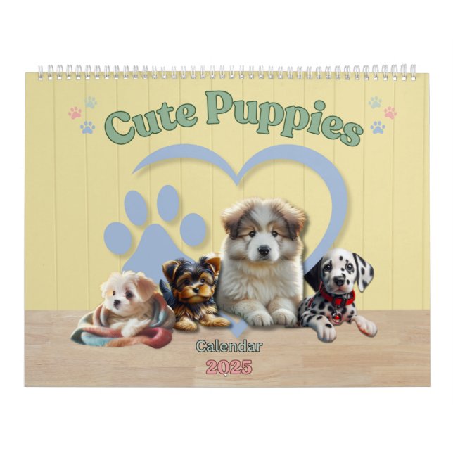 Cute Puppies 2025-kalender Kalender (Omslag)