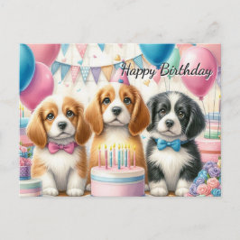 Cute Puppies Birday från Hund Postcard Vykort