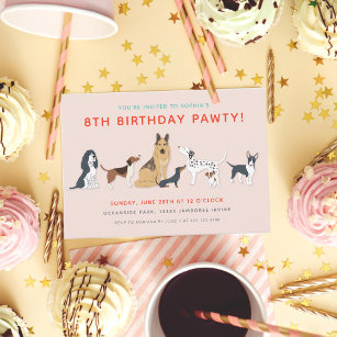 Cute Puppies Children's Dog Birthday Party Inbjudningar