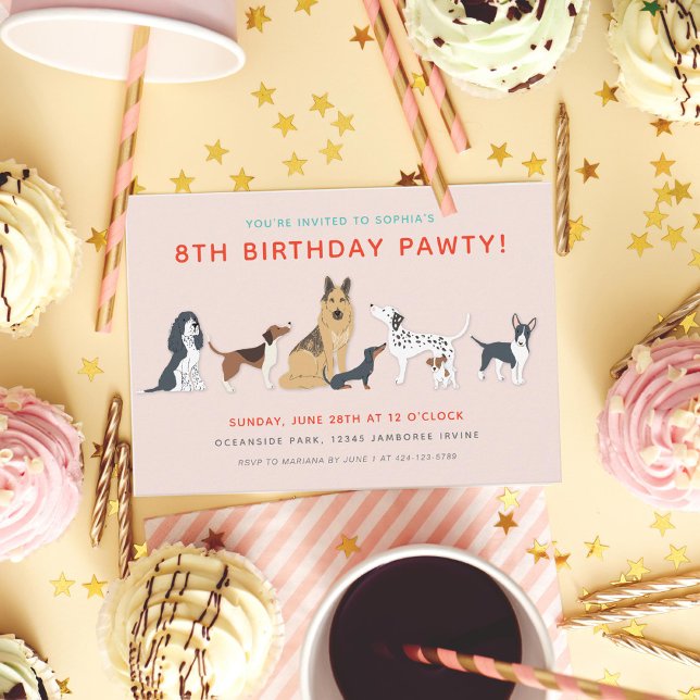Cute Puppies Children's Dog Birthday Party Inbjudningar (Skapare uppladdad)