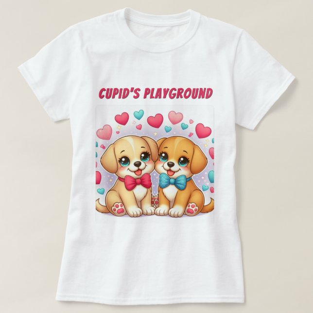 Cute Puppies: Cupid's Playground: Valentine T Shirt (Design framsida)