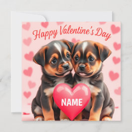 Cute puppies Happy Valentine's day personalized Julkort