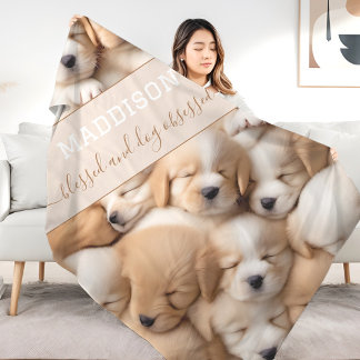 Cute Puppies Hund älskare Namn Fleece Blanket