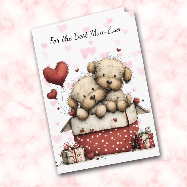 Cute Puppies Make My Tail Wag Mom Helgkort (Skapare uppladdad)