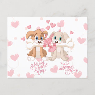 Cute Puppies med en hjärtans dag-hjärtan Vykort