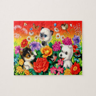 Cute Puppies och Kittens Pussel