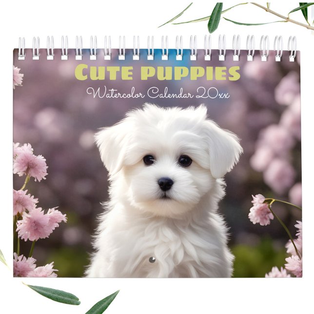 Cute Puppies Watercolor Säsong Hund älskare Kalender (Cute Puppies Watercolor Seasonal Dog Lover Calendar)