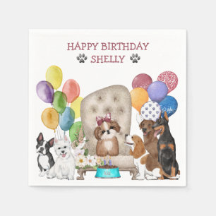 Cute Puppies Wish Grattis på födelsedagen Pappersservett