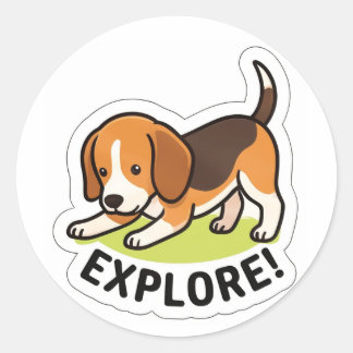 Cute Puppy Adventure Sticker Runt Klistermärke
