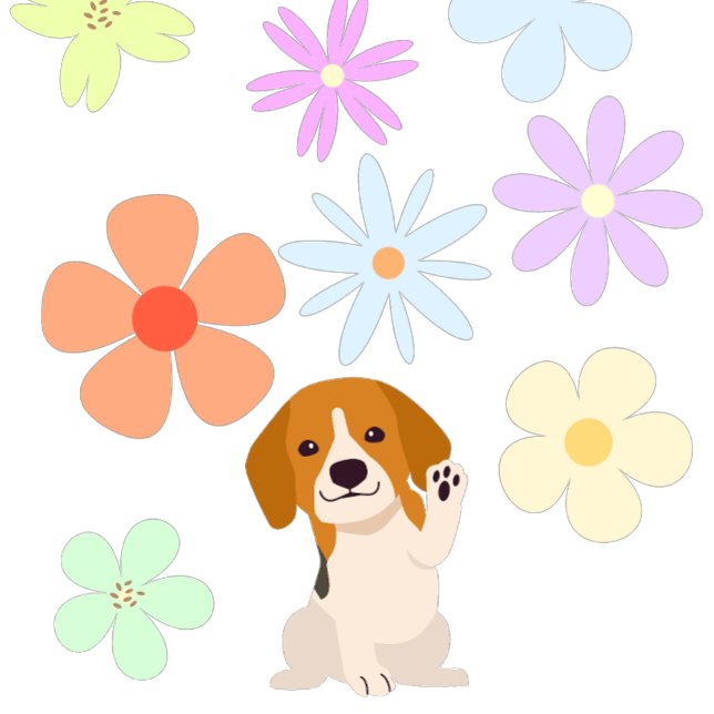 Cute Puppy and Flowers Kudde (Skapare uppladdad)
