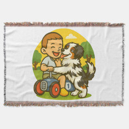 Cute Puppy and Kid Playtime Filt