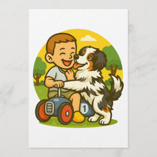 Cute Puppy and Kid Playtime Inbjudningar
