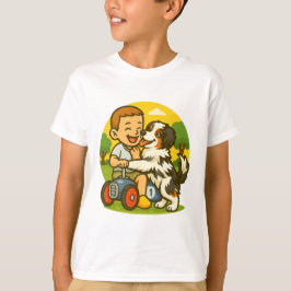 Cute Puppy and Kid Playtime T Shirt