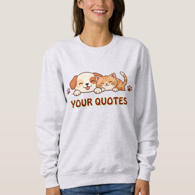 Cute Puppy and Kitten Snuggling T Shirt (Framsida)