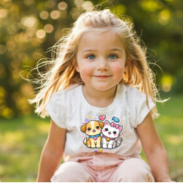 Cute Puppy and Kitty Y2K Kids Tee