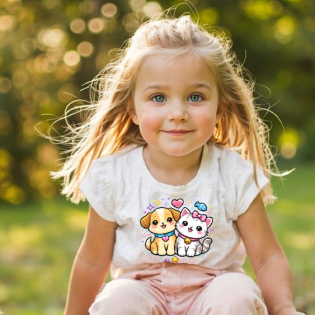 Cute Puppy and Kitty Y2K Kids Tee (Skapare uppladdad)