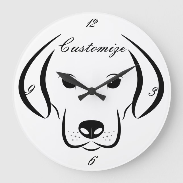 Cute Puppy Ansikte Thunder_Cove Stor Klocka (Framsida)