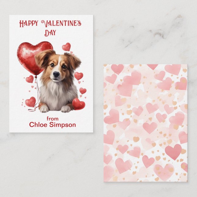 Cute Puppy Barn Valentine Classroom Party Anteckningskort (Fram/baksida)