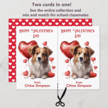 Cute Puppy Barn Valentine Party Classroom-kort