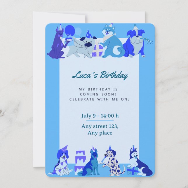 Cute Puppy Birthday Invitation for Boys Inbjudningar (Framsida)