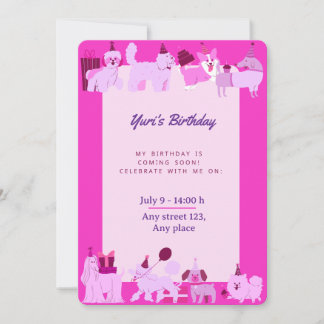 Cute Puppy Birthday Invitation for Girls Inbjudningar