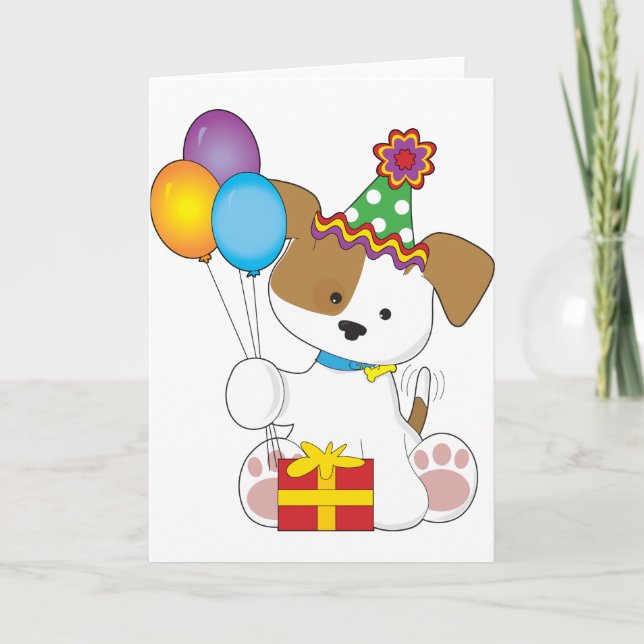 Cute Puppy Birthday Kort (Framsida)