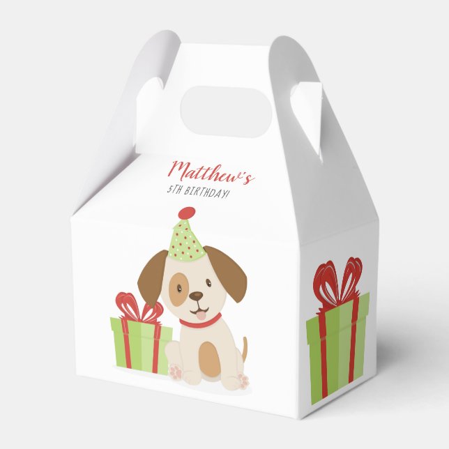 Cute Puppy Birthday Presentaskar (Baksidan Sidan)