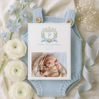 Cute Puppy Blue Ribbon Crest | Baby Boy Meddelande