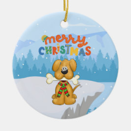 Cute Puppy Bone Snö jul Ceramic Ornamic Julgransprydnad Keramik