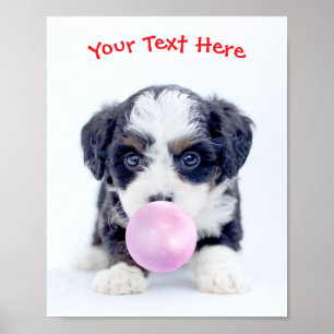 Cute Puppy, Bubble Gum Bubble, Namn eller Message Poster