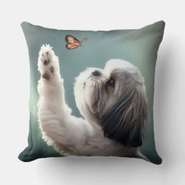 Cute Puppy & Butterfly Decorative Throw Pillow  Kudde
