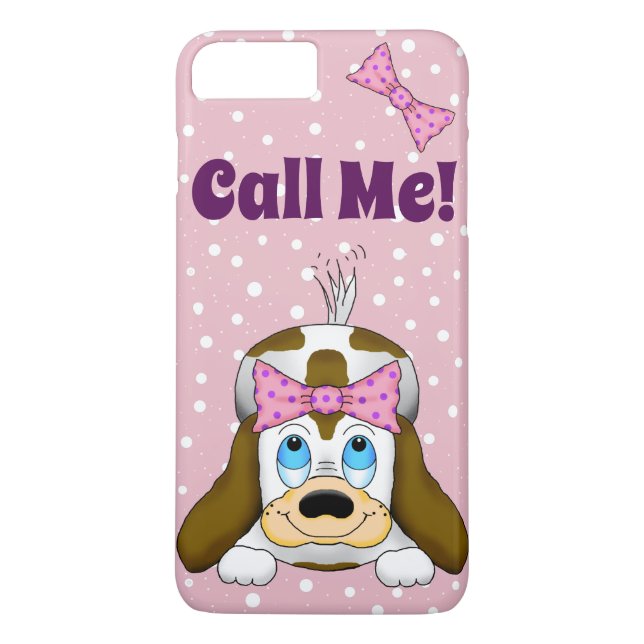 Cute Puppy "Call Me" Cell Phone Case Case-Mate iPhone Skal (Baksida)